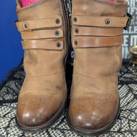 Freebird Blaze Nubuck Leather Ankle Boots Women’s 9 Zip Booties Distressed - Picture 4 of 13